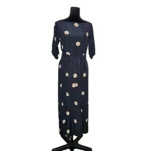 Lanvin Vintage 80s Black Silk Shift Belted Midi Dress Asian Inspired No Size Tag